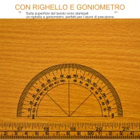 Tavolo da Lavoro Pieghevole per Fai da Te in Acciaio e MDF, con Riga e Goniometro Stampati sulla Superficie