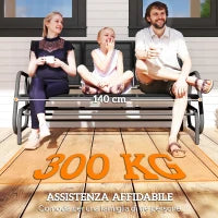 Panchina a Dondolo da Giardino a 3 Posti in Metallo e Tessuto a Rete Traspirante, 147x70x85cm, Grigio