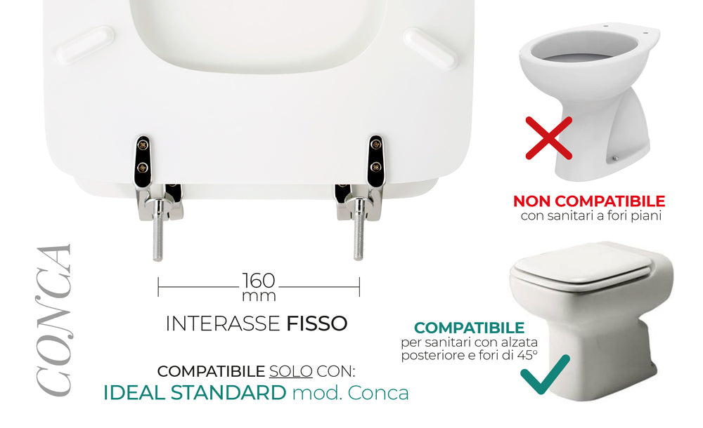 Sedile per WC modello CONCA - Misure 35,1x46,30 cm.