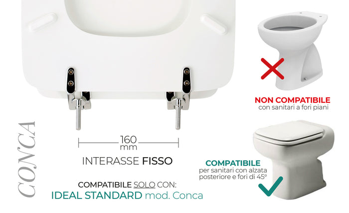 Sedile per WC modello CONCA - Misure 35,1x46,30 cm.