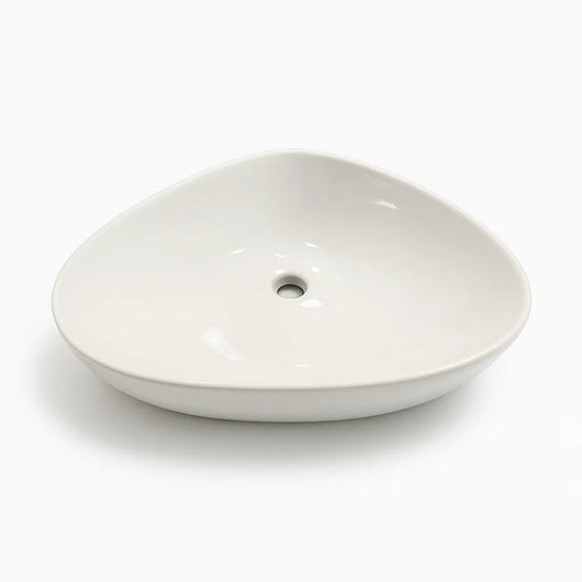 Lavabo d'appoggio in ceramica bianco triangolare lavandino arredo bagno *** misure 58x39x14 cm, confezione 1