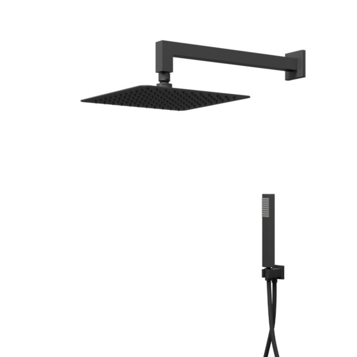 Set per doccia rettangolare in acciaio inox nero opaco 20x30 centimetri *** finitura- nero opaco, confezione 1