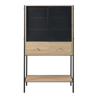 Credenza Tysnes con Scomparti Chiusi e Cassetti 140 x 80 x 40 cm - Effetto Rovere / Nero [en.casa]