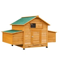 Pollaio Gabbia Ovaiole per Galline da Giardino con 2 Cassetti, Nido e Tetto da Esterno Impermeabile in Legno, 150x100x96.5 cm