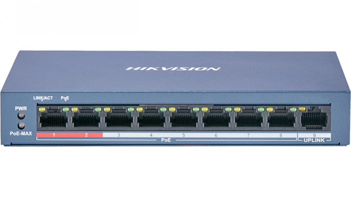 Hikvision DS-3E0109P-E-M SWITCH DI RETE 8 PORTE POE + 1 PORTA 10/100MBPS 1.8GBPS
