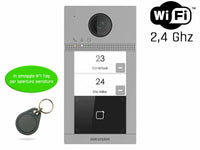 Postazione esterna 2 pulsanti videocitofono WiFi / IP con telecamere HD 2.0mpx e lettore di prossimità mifare card standard PoE/12V DC IP65 IK08
