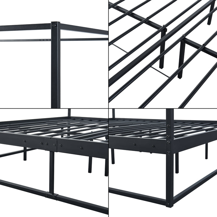 Letto a Baldacchino Kristianstad Struttura in Metallo Nero 180 x 200 cm [en.casa]