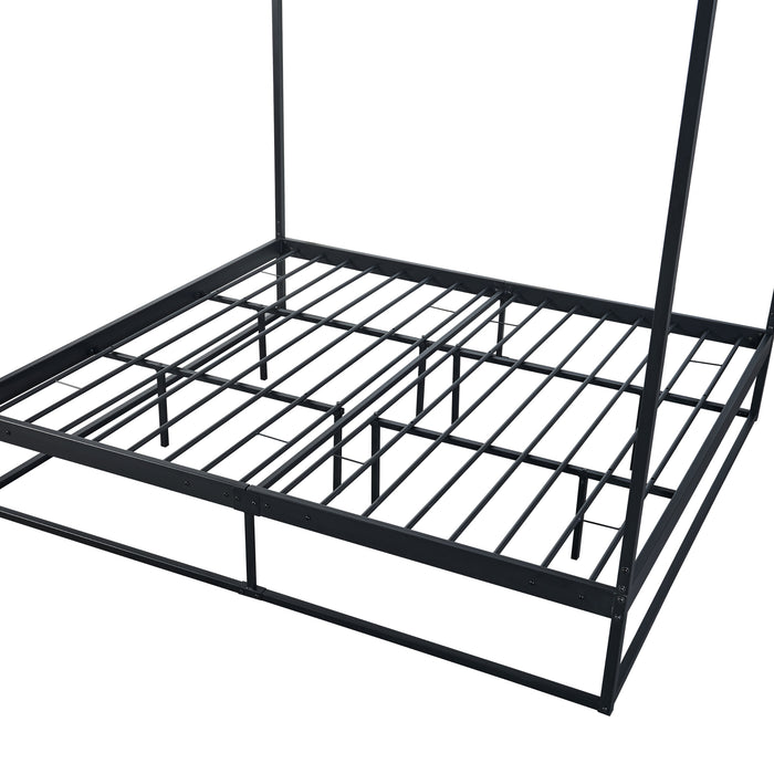 Letto a Baldacchino Kristianstad Struttura in Metallo Nero 180 x 200 cm [en.casa]