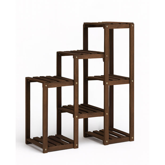 Hinoki - Scaffale per Piante Fioriera 80x82x25 cm Porta Vasi da Interno 7 Ripiani in Legno di Abete