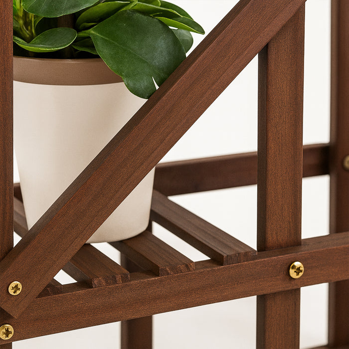 Hinoki - Scaffale per Piante Fioriera 80x82x25 cm Porta Vasi da Interno 7 Ripiani in Legno di Abete