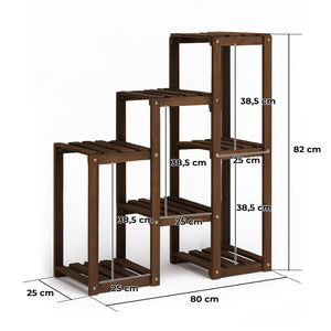Hinoki - Scaffale per Piante Fioriera 80x82x25 cm Porta Vasi da Interno 7 Ripiani in Legno di Abete