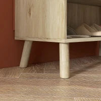 Mobile Multiuso in Stile Boho con Ante in Rattan e Ripiano Aperto, 80x38x100cm, Rovere