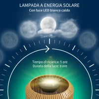 Lampada Solare da Giardino con Illuminazione LED, in Acciaio e Rattan PE, Ø34x130 cm, Giallo