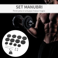 Set Manubri Palestra 50kg (8x5kg, 4x1.5kg), Pesi Palestra con 12 Dischi da 1.5kg, 5kg, Փ25mm, per Allenamento a Casa