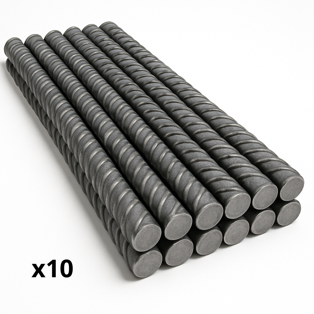 Tondino ferro zigrinato 2 m barra armatura cemento armato edilizia pezzi 10 *** misura Ø 10 mm, confezione 1