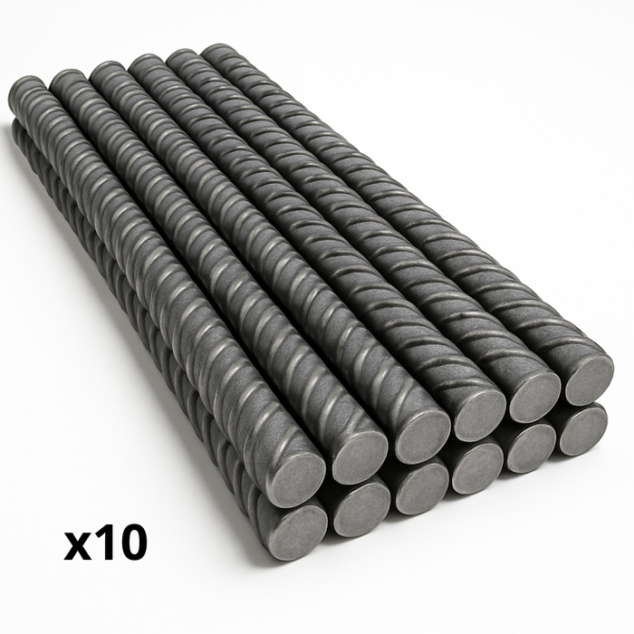 Tondino ferro zigrinato 2 m barra armatura cemento armato edilizia pezzi 10 *** misura Ø 10 mm, confezione 1