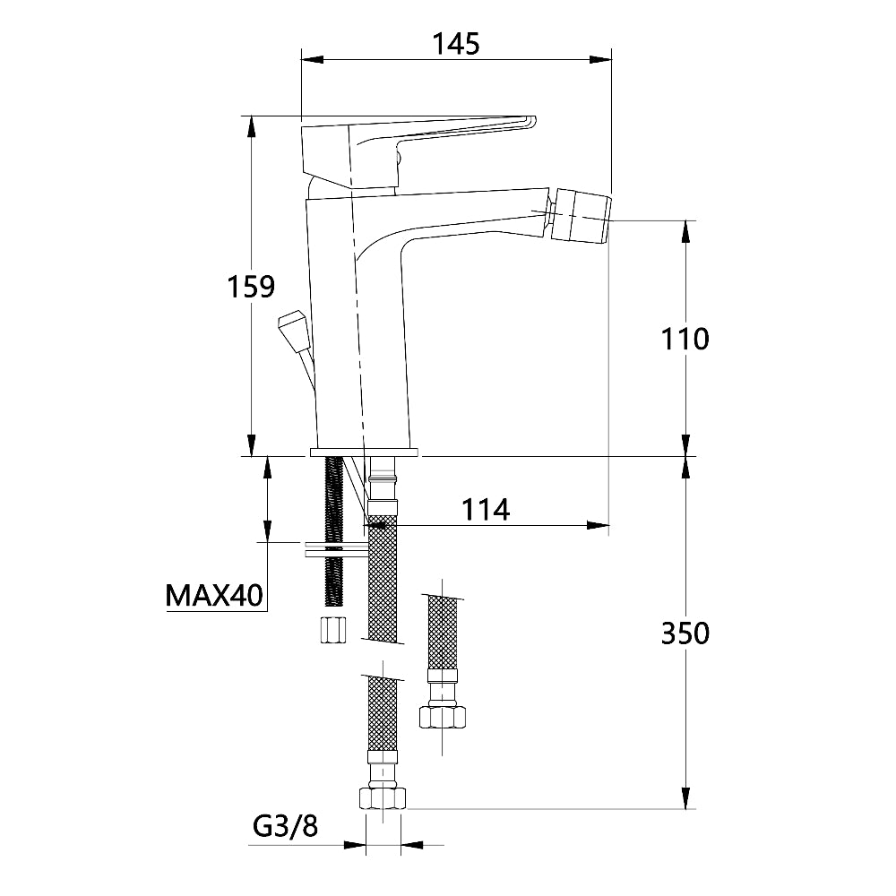 Tris rubinetti miscelatori bidet lavabo doccia ad incasso linea asia cromata