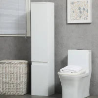 kleankin Mobile Bagno con 5 Ripiani Regolabili, Ante senza maniglie 30x28x152.5cm, Bianco