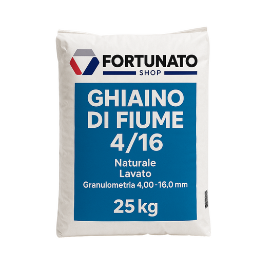 Ghiaino fiume dimensione 4/16 mm inerte naturale lavato vagliato sacco 25 kg