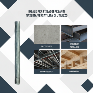 Barra filettata in acciaio 1 metro din 976-1 per applicazioni industriali *** misura 8 x 1,2 mm, confezione 1