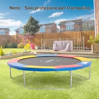 Copertura Tappeto Elastico Ø305x1.5 cm Pieghevole e Portatile, Protezione Trampolino da Giardino in Plastica, PE e Schiuma EPE, Rosso, Blu e Giallo