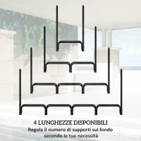 Portalegna da Interno ed Esterno in Metallo con Telo Porta Legna e Copertura, 240x36x99cm, Nero