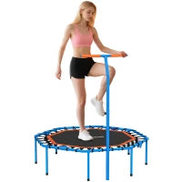 Trampolino Fitness, con Maniglia Regolabile, stabile e silenzioso, per interni, in Acciaio, Blu