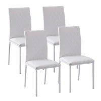 Set 4 Sedie Imbottite per Sala da Pranzo con Rivestimento in Similpelle, 41x50x91cm - Bianco