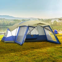 Tenda da campeggio 6-8 persone Tenda familiare con vestibolo 2 finestre Tenda a cupola in vetroresina 3000 mm per Trekking Festival Blu 518 x 487 x 237 cm