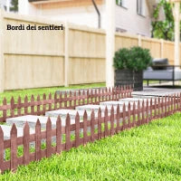 Staccionata in Legno di Pino da 12 Pezzi per Aiuole, Giardino e Orto, Altezza 34cm