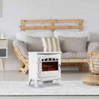 Camino Elettrico con Effetto Fiamma Regolabile Potenza 925W/1850W 51 × 31 × 56cm Bianco