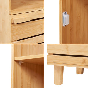 Mobile a Colonna Epind da Bagno 180 x 33 x 30 cm con Scomparti Aperti e Chiusi - Bambù Naturale [en.casa]