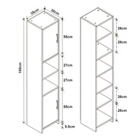 Mobile a Colonna Rautrina a 2 Ante e Scomparti Aperti 180 x 35 x 30 cm - Bianco [en.casa]