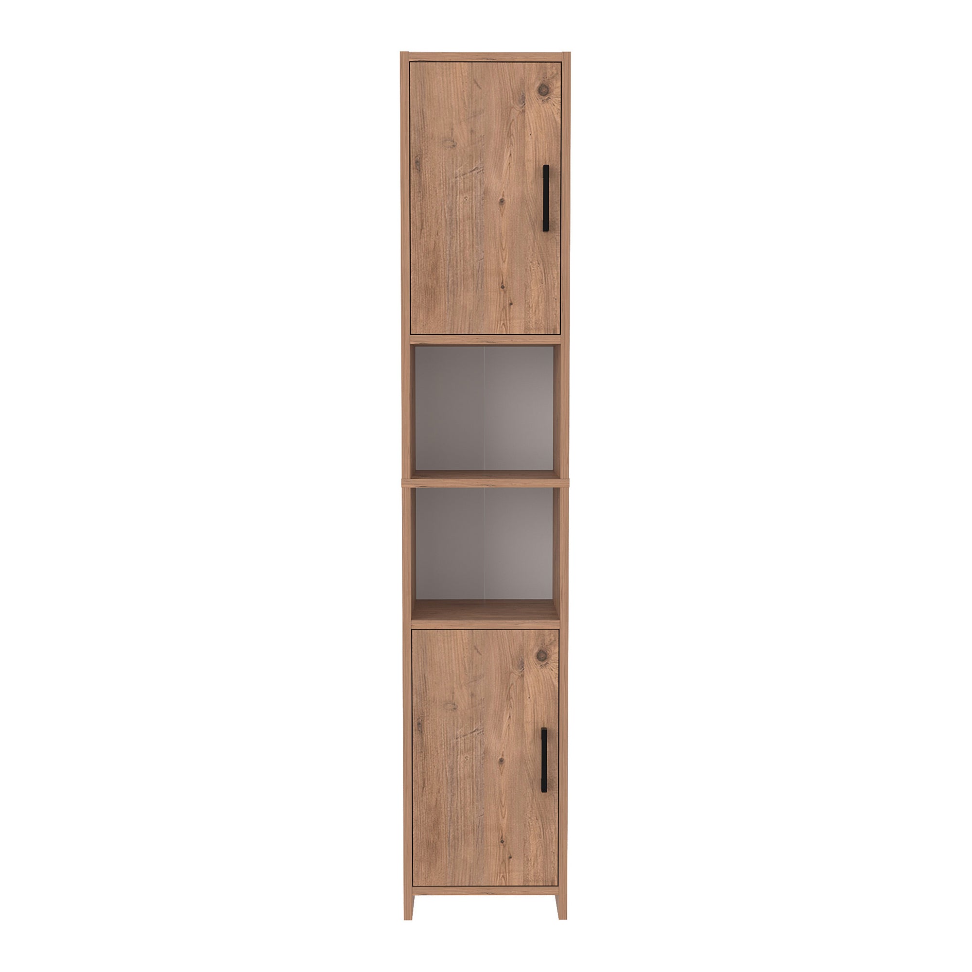 Mobile a Colonna Rautrina a 2 Ante e Scomparti Aperti 180 x 35 x 30 cm - Effetto Rovere [en.casa]