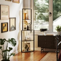 Lampada da terra con ripiani ad angolo 4 livelli, LED dimmerabile, 55,5 x 39,5 x 163 cm, Nero