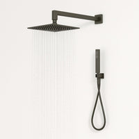 Set per doccia soffione quadro in acciaio inox 25x25 millimetri canna di fucile *** finitura- canna di fucile, confez...