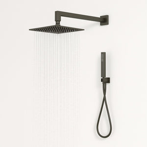 Set per doccia soffione quadro in acciaio inox 25x25 millimetri canna di fucile *** finitura- canna di fucile, confez...