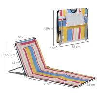 Set 2 Sdraio da Spiaggia Pieghevoli con Schienale Regolabile e Poggiatesta, 53x124x35-45 cm, Multicolore