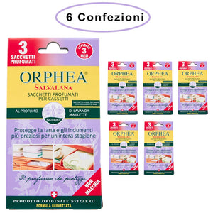 Orphea salvalana sacchetti profumati per cassetti profumo lavanda 6 confezioni da 3 sacchetti