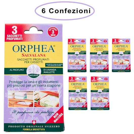 Orphea salvalana sacchetti profumati per cassetti profumo lavanda 6 confezioni da 3 sacchetti