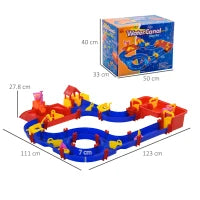 Playset Acquatico 78 Pezzi con Acqua e Sabbia per Bambini 3-6 Anni, 123x111x7cm, Blu e Rosso