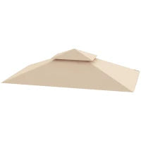 Copertura per Gazebo da Giardino per Barbecue 1.52x2.44 m a 2 Livelli in Poliestere 160gsm Beige