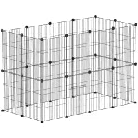 Gabbia per Animali Piccoli Modulare con Porta e Pannelli in Acciaio, 120x60x80 cm, Nero