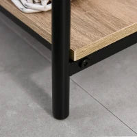 Appendiabiti con Panca e Scarpiera in Stile Industriale, Mobile per Ingresso Vintage in Legno e Acciaio Nero