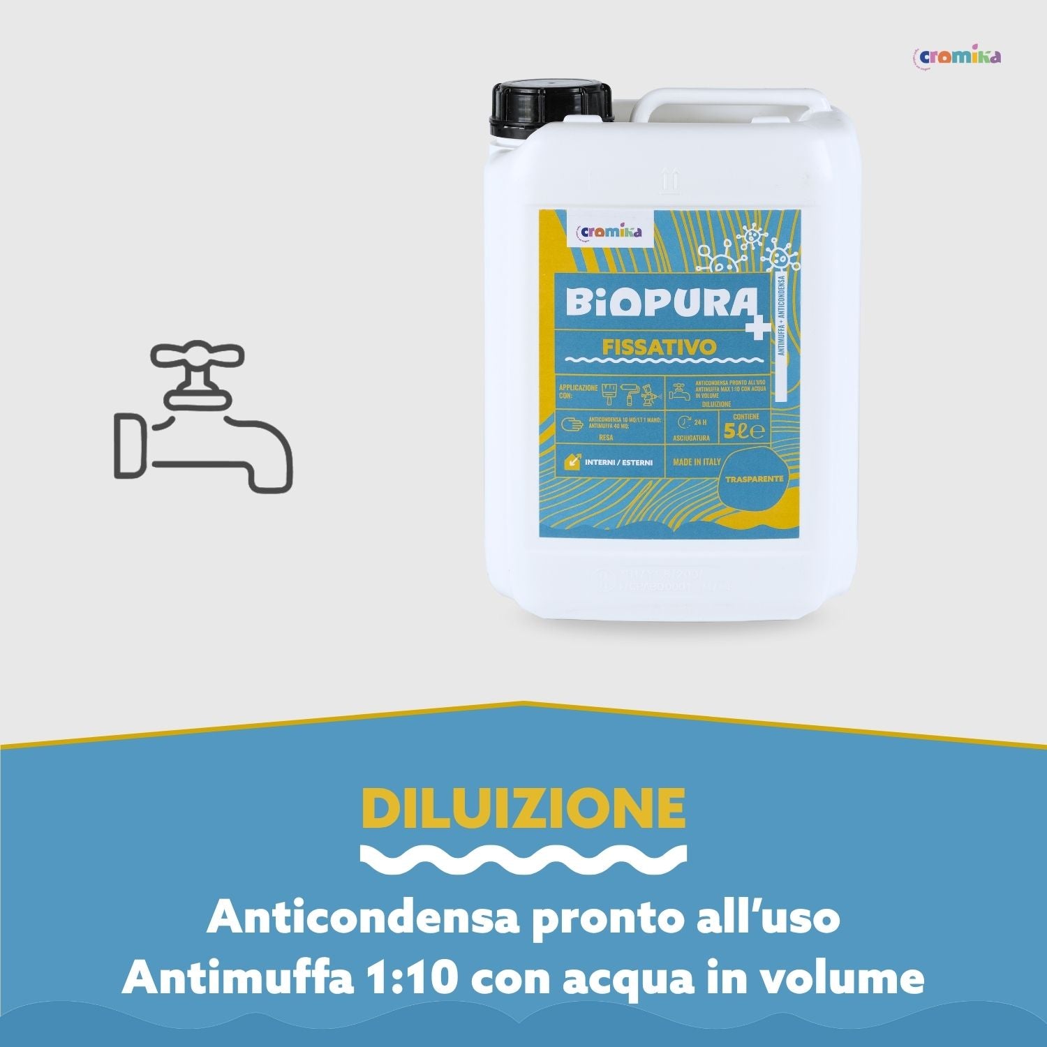 Fissativo antimuffa anticondensa alta concentrazione linea biopura cromika *** formato 5 lt, confezione 1