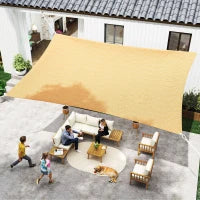 Tenda a Vela Parasole Rettangolare 4 x 6m, Tenda da Sole Protezione Raggi UV in HDPE 185g/㎡, Giallo