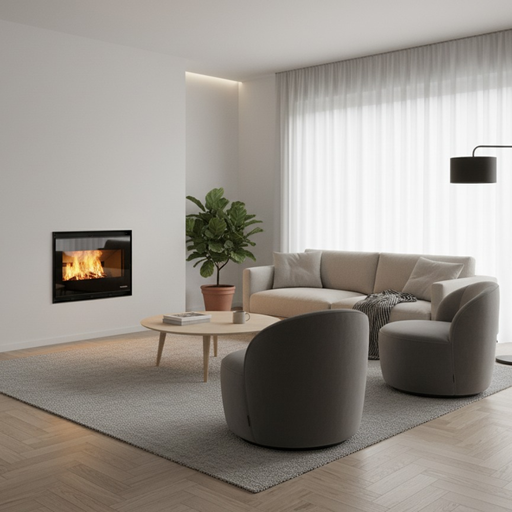 Caminetto a legna da inserimento convezione naturale focolare thermofix base in ghisa *** misure gtm70, confezione 1