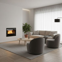 Caminetto a legna da inserimento convezione naturale focolare thermofix base in ghisa *** misure gtm70, confezione 1