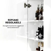 Colonna Bagno Moderna con 2 Armadietti e Ripiani Regolabili, 40x30x167.5 cm, Bianco