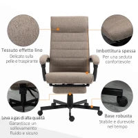 Sedia da Ufficio con Altezza Regolabile, Poggiapiedi Incluso e Seduta Imbottita, 68x67x109-119 cm, Marrone